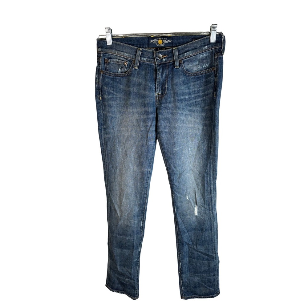Lucky Brand Women's Sweet 'N Straight Blue Distressed Straight Leg Jeans 2/26